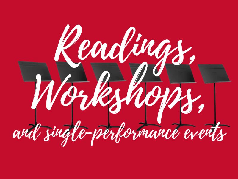 Calendrier : lectures de pièces de théâtre, ateliers et événements théâtraux de courte durée au DMV