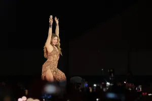 Shakira lors de son spectacle gratuit sur la place Zócalo le 1er mars 2026 à Mexico.