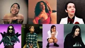 De haut à gauche en bas à droite : duendita, photo d'Andrea Rojas ; Lila Downs, photo d'Enrique Leyva ; Edna Vazquez, photo de Tania Gomez Daza ; Pabllo Vittar présente le CLUB VITTAR ; Rubio ; Elsa et Elmar; Francisca Valenzuela